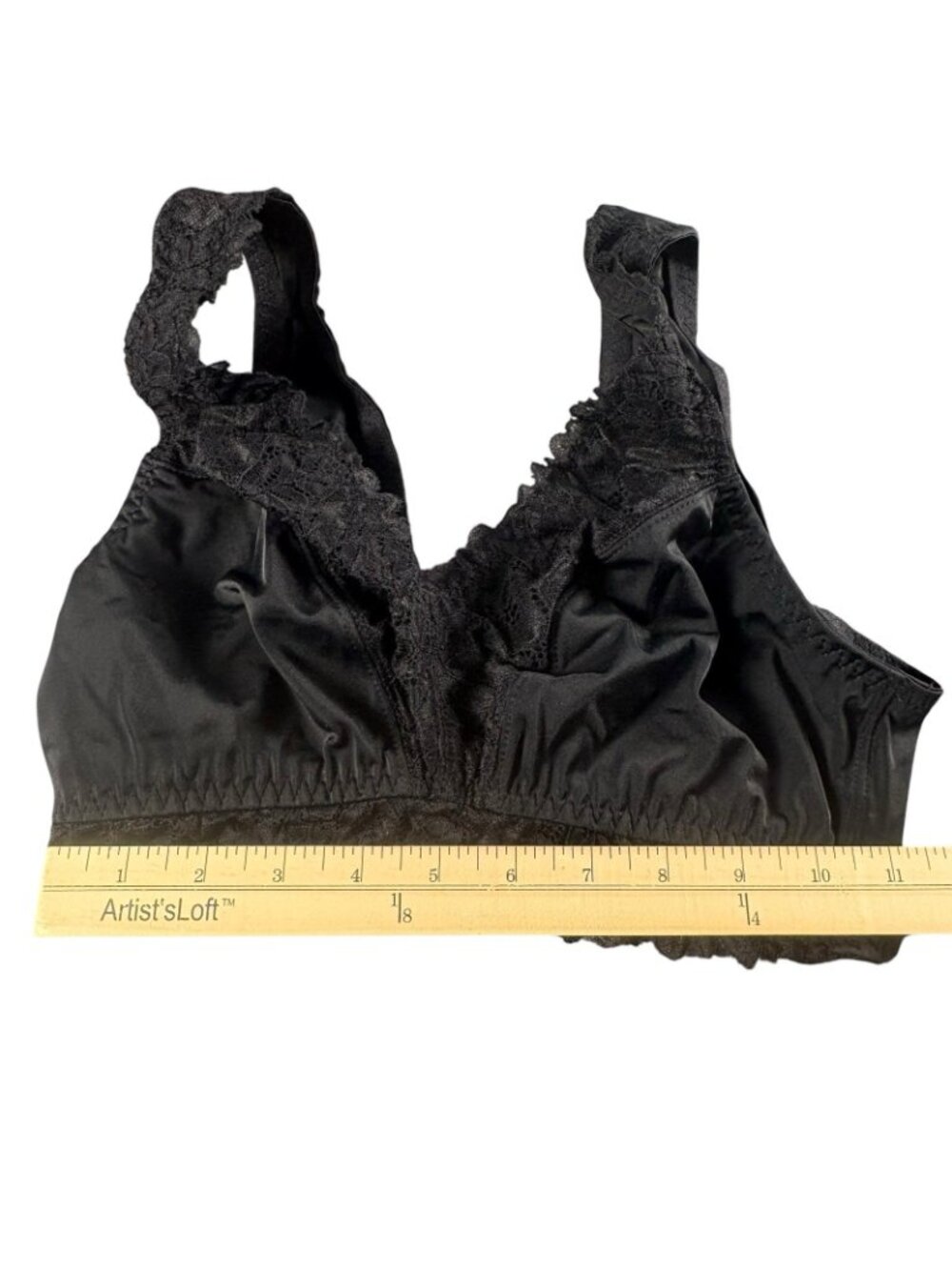 Breezies Lace Trim Comfort Bra Lot of 2 Medium Black Beige Wireless A6344606R - Picture 10 of 11